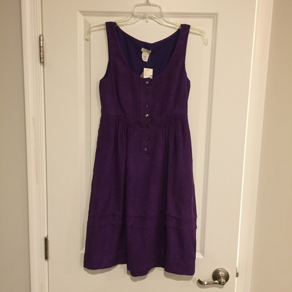 J Crew purple button up dress size 00.